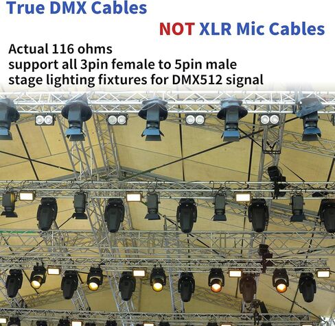 5 Pin to 3 Pin DMX Cable 1 ft 2 Pack - Premium 5 Pin Male to 3 Pin Female DMX Lighting Cables 1 Foot in Saudi Arabia