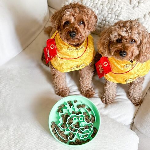 وعاء التغذية البطيء سنة التنين من صن دوج - وعاء ألغاز من السيليكون وبساط لعق مع شفط للكلاب والقطط. الأكل البطيء، تقليل الملل، بساط علاج الكلاب مثالي للهدايا - تصميم SunDog الحصري in Kuwait