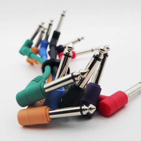 Aestivate 6 Inch Guitar Patch Cable TS 1/4" Right Angle Instrument Cable Colored Guitar Pedal Cable Effect Cable Cord 6-Pack (Rainbow) in Saudi Arabia