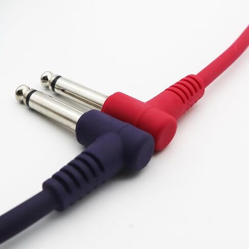 Aestivate 6 Inch Guitar Patch Cable TS 1/4" Right Angle Instrument Cable Colored Guitar Pedal Cable Effect Cable Cord 6-Pack (Rainbow) in Saudi Arabia