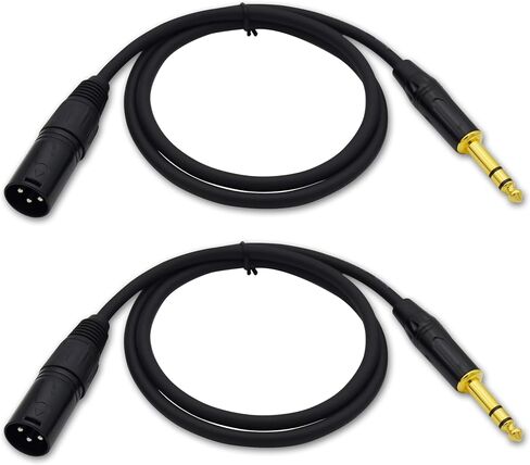 XLR to 1/4 Cable,1/4 Inch TRS to XLR Male Plug Stereo XLR Cables, Balanced Interconnect Microphone Mic Cable for Audio Speaker Studio-2 Pack 3ft Foot Input Patch Cords in Saudi Arabia