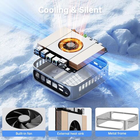 Nano J1 Mini PC Win 11 Pro, Intel N5095A Quad-Core Up to 2.9Ghz, 4GB RAM 3200MHz, 128GB NVMe SSD Mini Desktop Computer, Micro PC Supports 4K Dual Display, WiFi, BT, RJ45, VESA, Office/Home in Kuwait