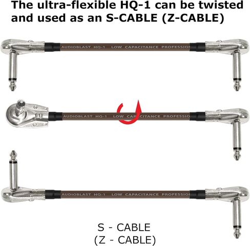 Audioblast - 6 Units - 6 Inch - HQ-1 (Brown) - Ultra Flexible - Dual Shielded (100%) - Instrument Effects Pedal Patch Cable w/ ¼ inch (6.35mm) Low-Profile, R/A Pancake TS Plugs & Dual Staggered Boots in Saudi Arabia