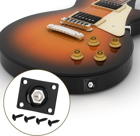 Input Jack for Electric Guitar Square Metal 1/4 Output Jack Plate Input Jack Socket for Style Electric Guitar Bass Parts and Accessories Replacement (Black) in Saudi Arabia