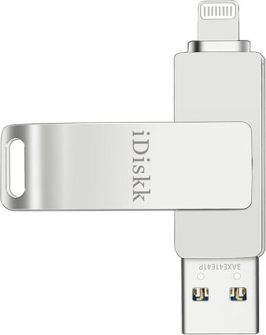 عصا صور iDiskk سعة 128 جيجابايت معتمدة من MFi لمحرك أقراص فلاش USB لتخزين iPhone لعصا تخزين صور iPhone (جميع سلاسل iPhone)، وiPad، وMacBook/PC Photo Stick لأجهزة iPhone وتخزين صور الكمبيوتر in Kuwait