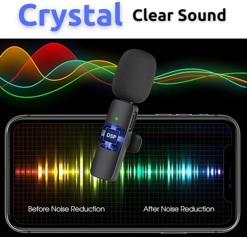 Schimmer Mics for iPhone 15, 2 Pack Wireless Lavalier Microphone for iP15 Pro/Max - Plug-Play Crystal Clear Sound Quality, Long Lasting for Interviews, Podcasts, Vlogs, and More in Saudi Arabia