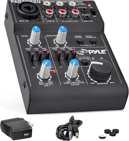 Pyle 3 Channel Bluetooth Audio Mixer - DJ Sound Controller Interface with USB Soundcard for PC Recording, XLR, 3.5mm Microphone Jack, 18V Power, RCA I/O for Professional and Beginners - PAD30MXUBT in Saudi Arabia
