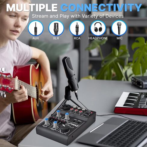 Pyle 3 Channel Bluetooth Audio Mixer - DJ Sound Controller Interface with USB Soundcard for PC Recording, XLR, 3.5mm Microphone Jack, 18V Power, RCA I/O for Professional and Beginners - PAD30MXUBT in Saudi Arabia