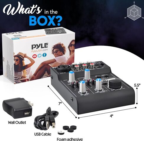 Pyle 3 Channel Bluetooth Audio Mixer - DJ Sound Controller Interface with USB Soundcard for PC Recording, XLR, 3.5mm Microphone Jack, 18V Power, RCA I/O for Professional and Beginners - PAD30MXUBT in Saudi Arabia