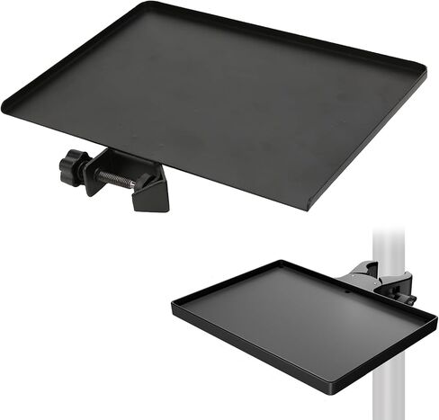 Microphone Stand Clamp-On Utility Shelf, Metal Sound Card Tray 5.51x7.87inch, Adjustable Angle Clamp-On Laptop Notebook Rack Tray Holder for Live Streaming, Music Studio, Stage in Saudi Arabia