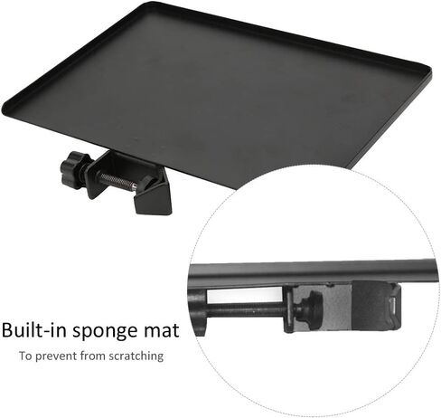 Microphone Stand Clamp-On Utility Shelf, Metal Sound Card Tray 5.51x7.87inch, Adjustable Angle Clamp-On Laptop Notebook Rack Tray Holder for Live Streaming, Music Studio, Stage in Saudi Arabia