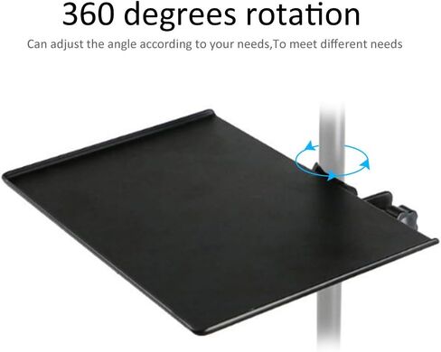 Microphone Stand Clamp-On Utility Shelf, Metal Sound Card Tray 5.51x7.87inch, Adjustable Angle Clamp-On Laptop Notebook Rack Tray Holder for Live Streaming, Music Studio, Stage in Saudi Arabia