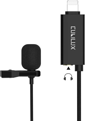 ميكروفون لايتنينج أحادي الاتجاه من كوبيلوكس مع مقبس 3.5 مم لجهاز iPhone iPad، ميكروفون Lightning Lavalier لمدونة الفيديو، والغناء، والاجتماعات عبر الإنترنت، بطول 5 أقدام in Kuwait