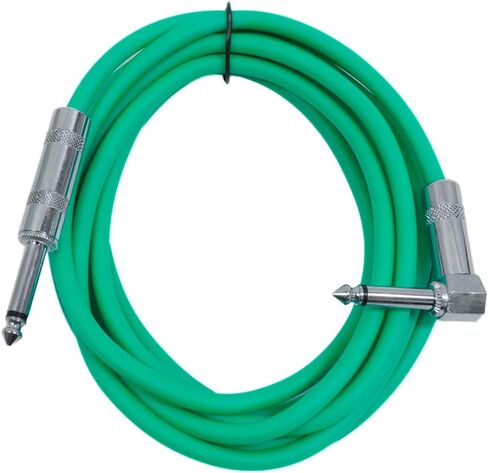 Seismic Audio SAGC10R-Green 10-Feet TS 1/4-Inch to 1/4-Inch Right Angle TS Guitar Cables, Green in Saudi Arabia