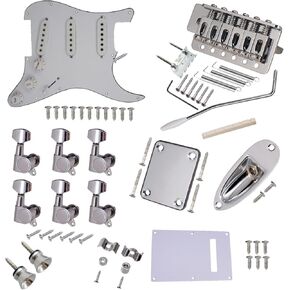 Pickguard Plate ST Style Electric Guitar Full Set DIY Accessory Kit Including Prewired Pickguard Bridge SSS Pickups and Other Accessories Black