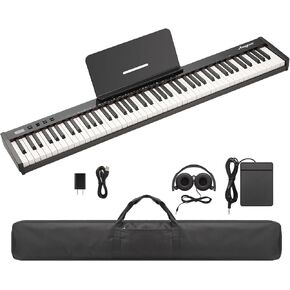 88 Key Keyboard Piano,Full-Size Electric Keyboard Piano for Beginners,Portable Electric Piano with Stand,Headphones,Sustain Pedal,Handbag,Bluetooth, USB MIDI