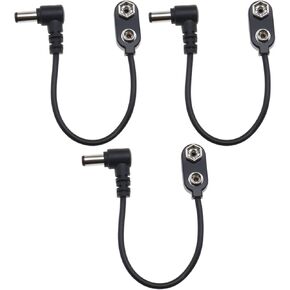 SING F LTD 3pcs 9V Battery Clip Converter Cable 5.5mm 2.1mm Male Plug 9 Volt Power Supply Cable Snap Connector for Guitar Effect Pedal