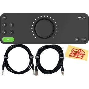 حزمة واجهة الصوت Audient EVO 4 2-In 2-Out USB مع كابل الآلة، وكابل XLR، وقطعة قماش تلميع Austin Bazaar in Kuwait