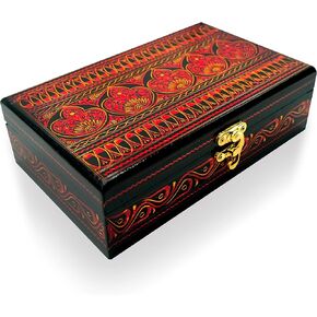 صندوق مجوهرات خشبي من ARRC| صندوق تخزين المجوهرات المزخرف للخواتم والسلاسل والأساور والمجوهرات| صندوق تخزين عتيق بتصميم نيون لطاولة الزينة والطعام in Kuwait