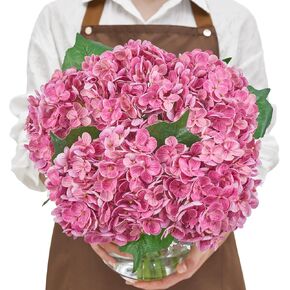 Serwalin 5Pcs 3D Real Touch Hydrangea Artificial Flowers, 21 inch Latex Pink Hydrangea Flowers Realistic Faux Hydrangea Flowers for Wedding Home Decor Floral Arrangements in Kuwait