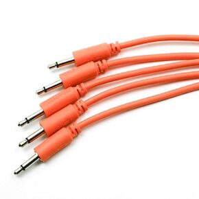 5-Pack 36" (91cm) Eurorack Patch Cables, Orange 3.5mm 1/8 inch Mono TS to TS Cables