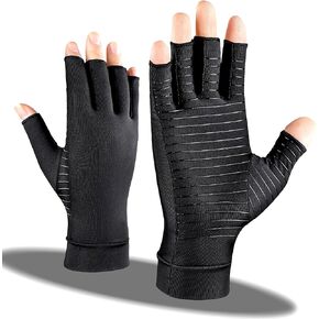 Arthritis Pain Relief Gloves for Women and Man, Copper Compression Gloves for Carpal Tunnel Pain Relief, Fingerless Arthritis Gloves for Rheumatoid, Tendonitis, Swelling (1 Pair, Small)