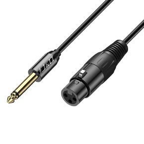 J&D XLR to 1/4 inch Mono Microphone Cable, PVC Shelled 6.35mm 1/4 inch TS Male to XLR Female Unbalance Interconnect Microphone Audio Cable Adapter for Speaker Mic Guitar Mixer AMP, 5 Feet