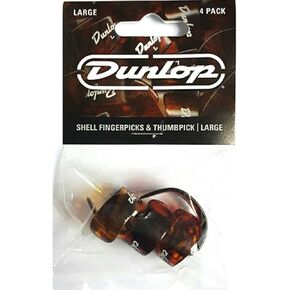JIM DUNLOP Shell Plastic Finger & Thumbpicks, Large, 4/Player's Pack