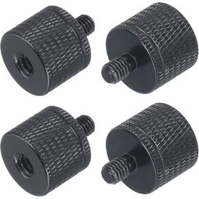 MECCANIXITY 4Pcs Mic Stand Adapter 1/4 Female to M5 Male Camera Screw Thread Adapter for Microphone Tripod Stand Black