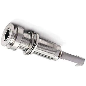End Pin Output Jack for Bass & Acoustic Electric Guitar, Brass Stereo Endpin Jack Socket 6.35mm 1/4 Inch (Silver)