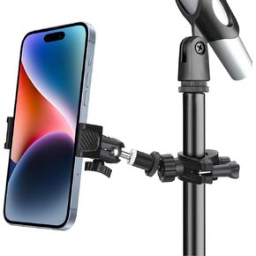 Tablet Holder for Mic Stand, Adjustable Microphone Music Stand Mount for iPad and Mobile Phones, Rotatabe Tablet Stand Compatible with All 4.7 to 13.5 inch Tablets and Smartphones