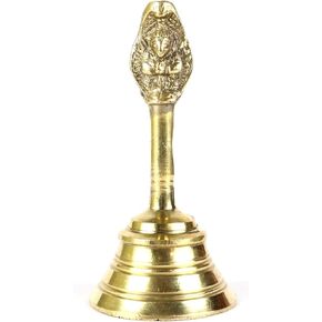 ASHIRWAD Brass Handbell for Puja, Tea Bell Service Bell, School Church Temple Jingles Meditation Dinner (4 inch)