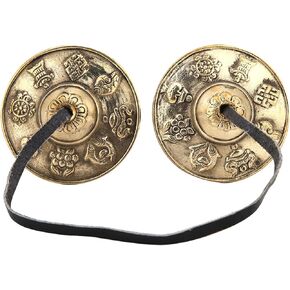 Cymbals Bells, Tibetan Bell Embossed Finger Cymbals Handcrafted Tibetan Meditation Bell Buddhist Percussion Instrument Meditation Chimes Bells for Buddhist Meditation #1