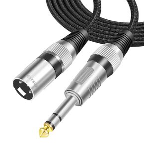 1/4 Inch TRS to XLR Cable 10 FT, Male to Male Microphone Patch Cable for Recording Studio and On Stage, Nylon Braided Mic Cord Gold Plated for High Fidelity and Eliminate Noise, 10 Ft/3M Black