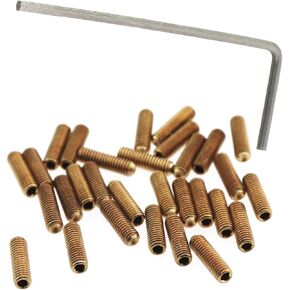 30PCS Stainless Steel Guitar Bridge Saddle Height Adjustment Screws 6/8/10mm Headless Hex Socket Set Screws Includes Matching Wrench Metric M3x6