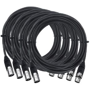 WORLDS BEST CABLES 4 Units - 25 Foot - Canare L-4E6S, Star Quad Balanced Male to Female Microphone Cables with Amphenol AX3M & AX3F Silver XLR Connectors - CUSTOM MADE