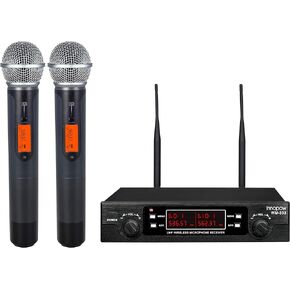 4 Channel Wireless Microphones System, Quad UHF Cordless Mic Set,4 * 40 Groups Metal Handheld Dynamic, Auto Scan, Long Range 200-300Ft,16 Hours Use for Church,Singing Bands (WM500)