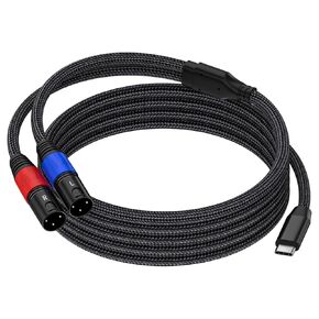 USB C to Dual XLR Male Audio Cable(3.3 FT / 1 Pack), Stereo Power Amplifier Cable, Mobile Phone USB c Connection Active Speaker, Power Amplifier Audio Cable