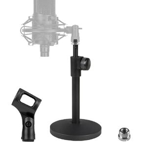 Geekria for Creators Telescoping Tabletop Microphone Stand, Adjustable Desk Mic Holder with Weighted Base, Compatible with TONOR TC-777, TC30, TC20, Shure Sm57, Sm58, SAMSON Q2U