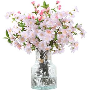 Tifuly Artificial Cherry Blossom Branches 4 pcs - Long Stems Flowers 42.52 inches Fake Silk Bouquet Faux Cherry Blossom Flowers Arrangements for Party Office Home Wedding Decor（Fuchsia）
