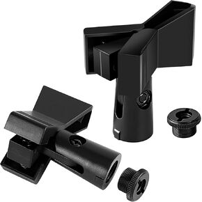 Pack of 2 Pcs Universal Adjustable Microphone Butterfly Clip Mic Clip Holder for Mic Stand with 5/8" Male to 3/8" Female Adapter