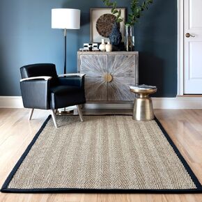 nuLOOM Larnaca Seagrass Herringbone Indoor/Outdoor Accent Rug, 2x3, Black
