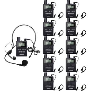 Retekess TT109 Wireless Tour Guide System, Long Range, Church Translation System, Clear Sound,Interpretation,Training,Court（Case of 1 Transmitter and 10 Receivers）