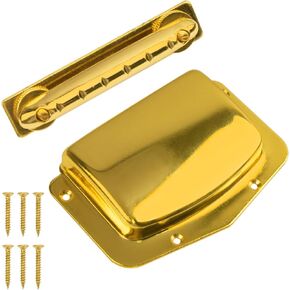 Adjustable Fixed Bridge Tailpiece & Bridge Cover Set Compatible with Vintage Teisco 6 String Electric Guitar (Gold)