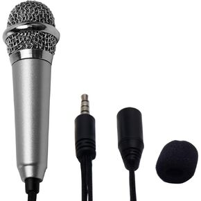 ميكروفون صغير EKDJKK، ميكروفون صوتي صغير محمول للتسجيل الصوتي، قابس 3.5 ملم ميكروفون صغير للغناء، ميكروفون كاريوكي صغير للهاتف المحمول والكمبيوتر المحمول والكمبيوتر المحمول (فضي) in Kuwait