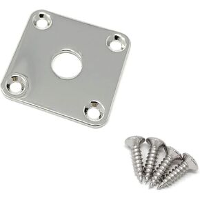 Gold Metal Flat Square Jack Plate compatible with Gibson Les Paul Guitar with Screws JPS40-GLD