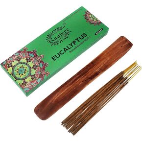 أعواد بخور راجيسي الباتشولي 100 جرام مع حامل بخور خشبي عادي - 100% عضوي طبيعي نقي - ملفوف يدويًا وخالي من المواد الكيميائية - مثالي للعلاج العطري في الكنيسة، وتخفيف التوتر، والتأمل in Kuwait