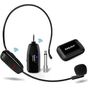 Wireless Microphone Headset,Rechargable UHF Transmitter & Receiver Microphones System,2 in 1 Mic for Voice Amplifier,Pa System,Stage Speaker,Singing,Speaking,-Not Suitable for iphone & Smartphones