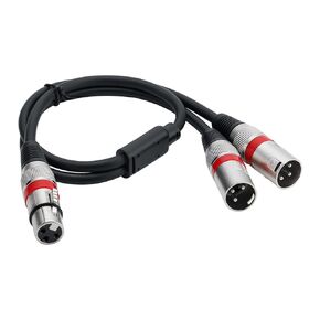 XLR Splitter Cable,1.8 Feet - 2 Pack Dual XLR Male to 3 Pin XLR Female Y Cable for Balanced Microphone Audio,Professional Grade XLR Patch Cord Adapter,1 Female to 2 Male XLR Splitter Cable