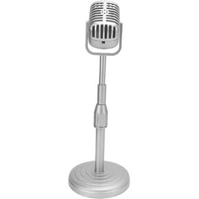 Old Fashion Microphone On Stand,Other Microphone Accessories Simulation Old Fashioned Microphone Model with Stable Base and Support Rod Retro Mic Prop Set for Photography